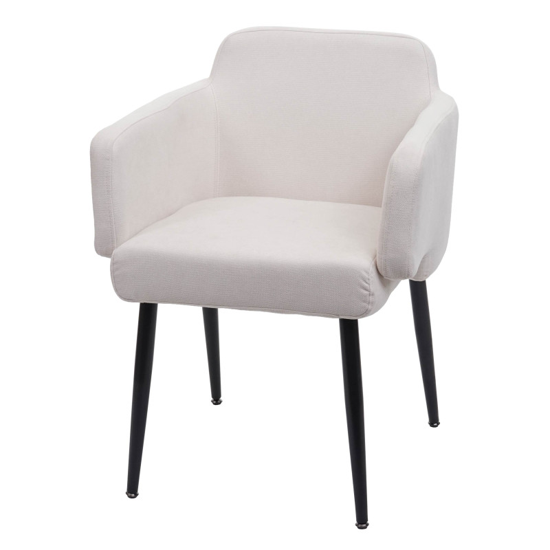 Chaise de salle à manger  avec accoudoirs, tissu/textile métal - Crème-Blanc