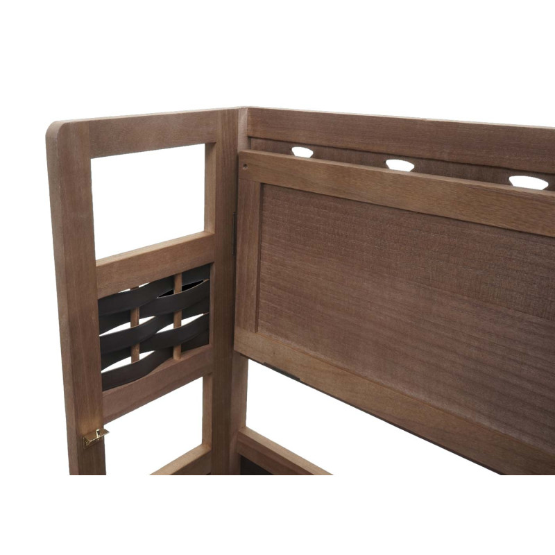 Étagère pliable 4 étagères, Bois 110cm - brun foncé, tressage brun foncé