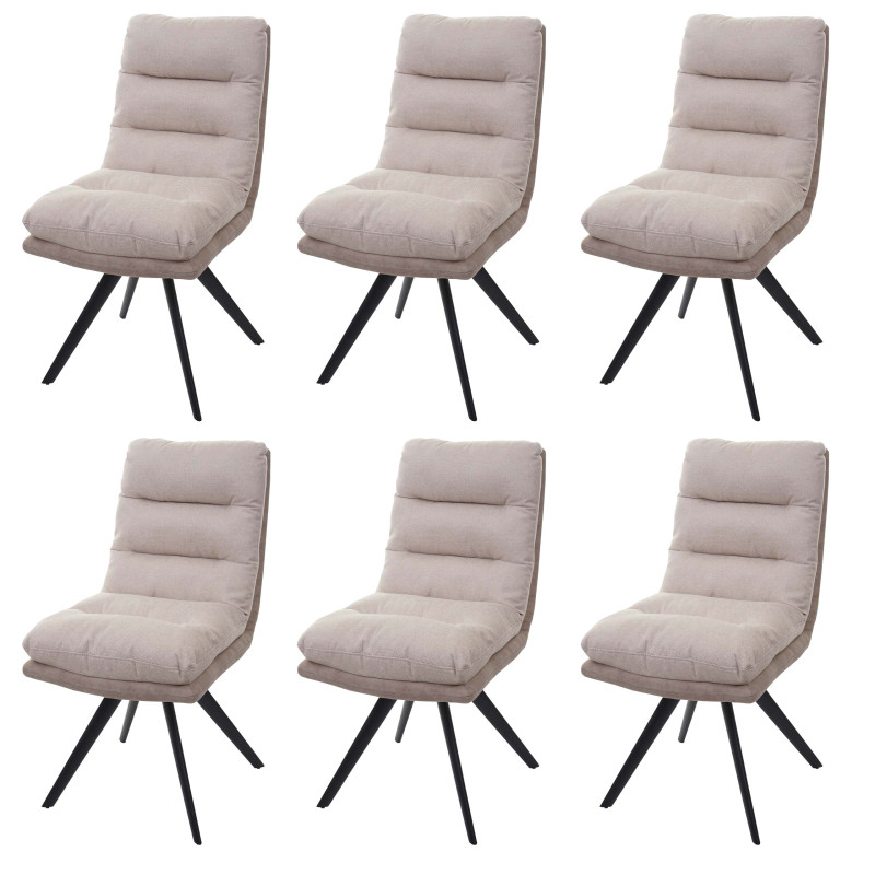 Lot de 6 chaises de salle à manger  pivotante Auto-Position tissu/textile - crème