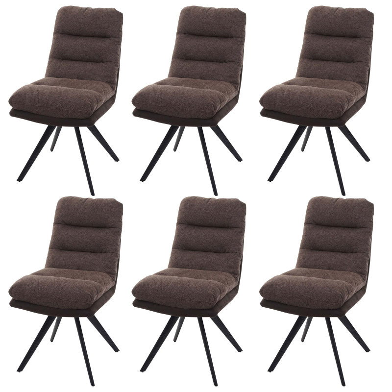 Lot de 6 chaises de salle à manger  pivotante Auto-Position tissu/textile - brun-marron foncé