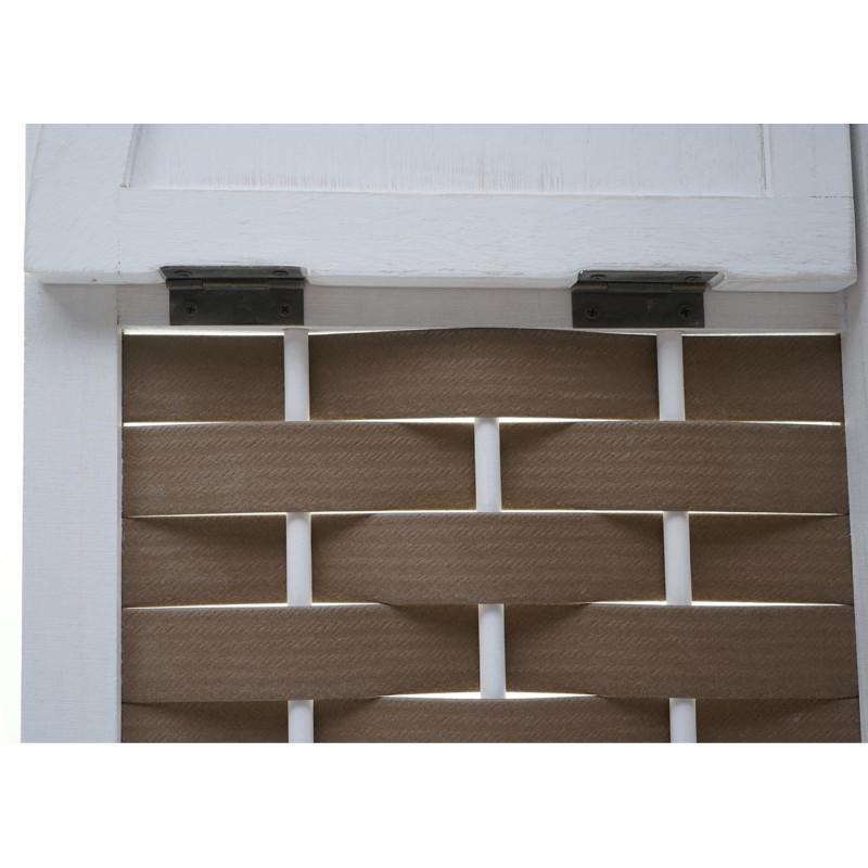 Etagère d'angle pliable 4 étagères, bois de paulownia 110cm - blanc, tressage blanc