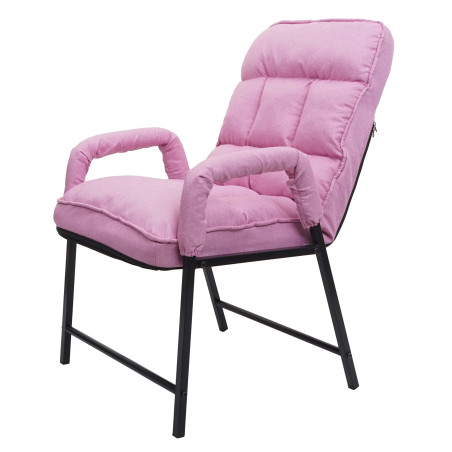 Chaise de salle à manger capacité de charge 160kg dossier réglable métal - tissu/textile rose