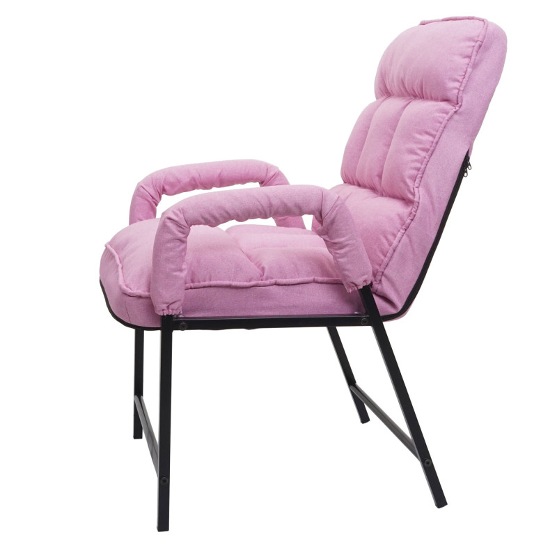 Chaise de salle à manger capacité de charge 160kg dossier réglable métal - tissu/textile rose