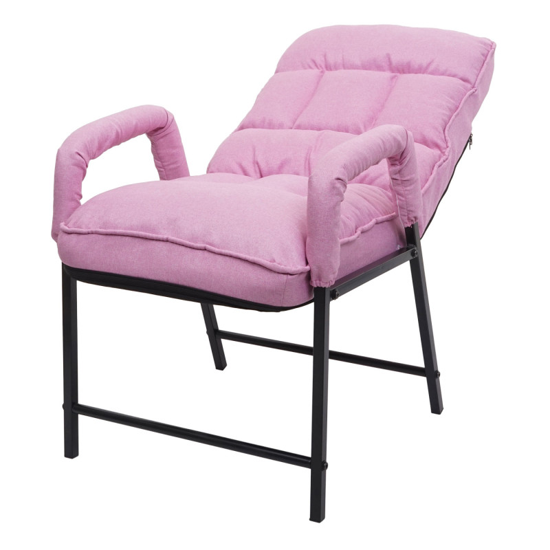 Chaise de salle à manger capacité de charge 160kg dossier réglable métal - tissu/textile rose