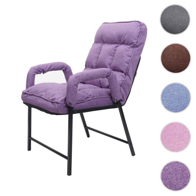 Chaise de salle à manger capacité de charge 160kg dossier réglable métal - tissu/textile lilas