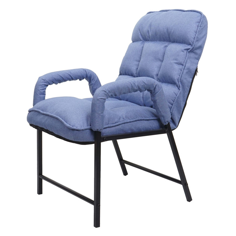 Chaise de salle à manger capacité de charge 160kg dossier réglable métal - tissu/textile bleu