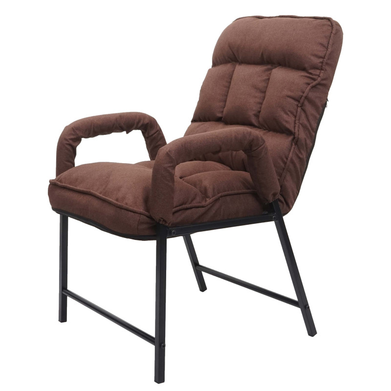 Chaise de salle à manger capacité de charge 160kg dossier réglable métal - tissu/textile marron foncé