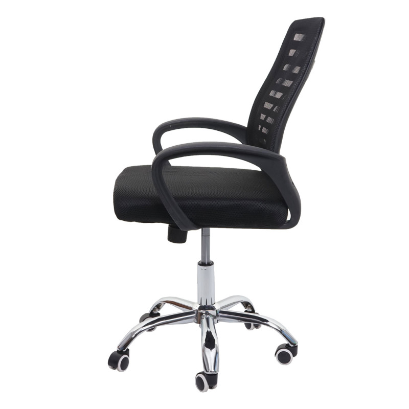 Chaise de bureau dossier ergonomique, revêtement filet tissu/textile - noir