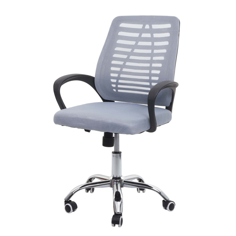 Chaise de bureau chaise d'ordinateur, dossier ergonomique, revêtement filet tissu/textile - gris
