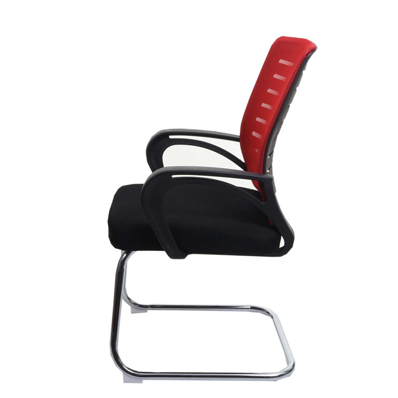 Lot de 2 chaises de conférence piétement luge, charge max. 150 kg tissu/textile - rouge