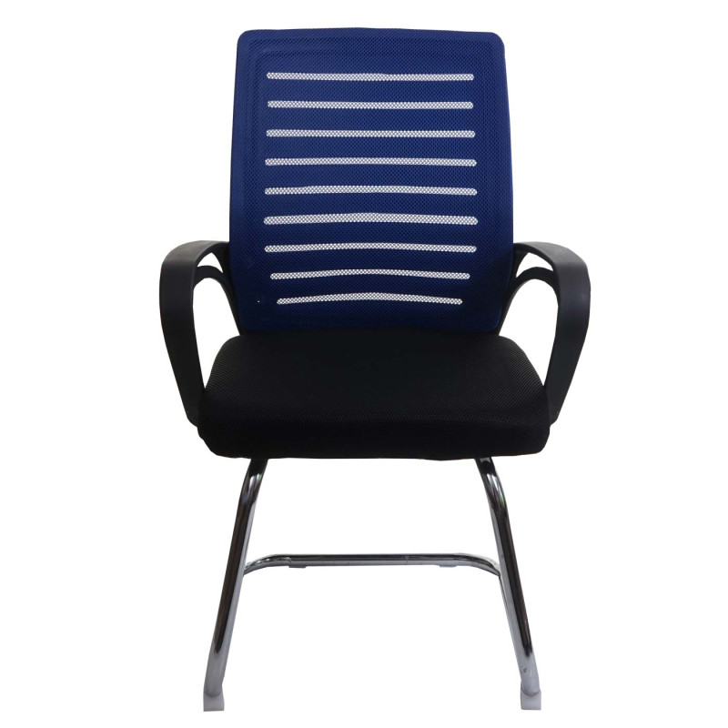 Lot de 2 chaises de conférence piétement luge, charge max. 150 kg tissu/textile - bleu