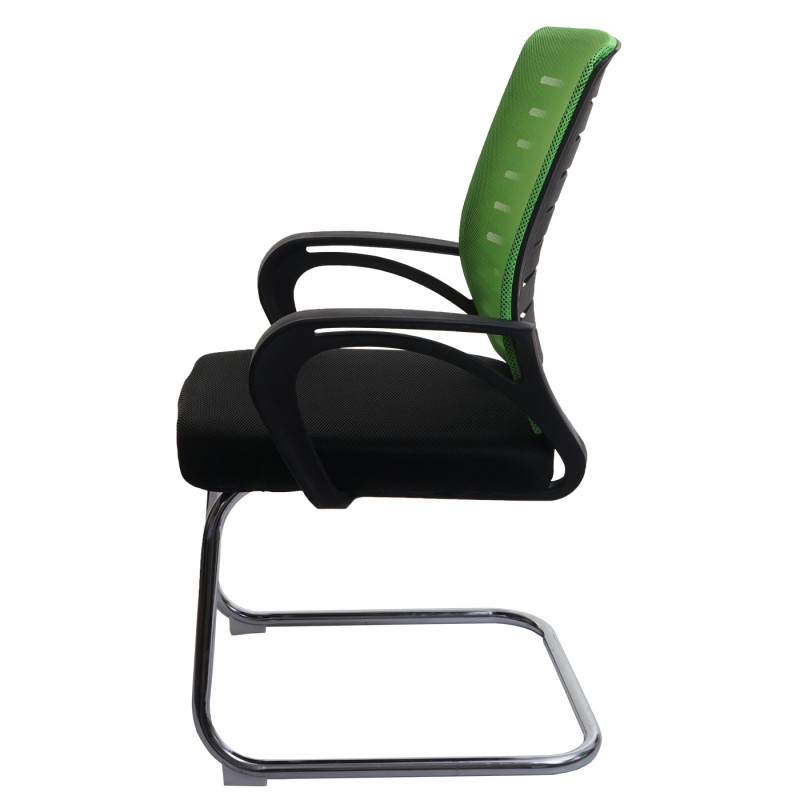 Lot de 2 chaises de conférence piétement luge, charge max. 150 kg tissu/textile - vert