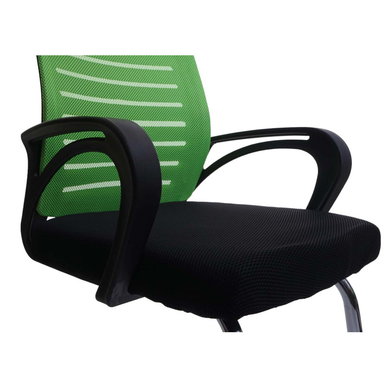 Lot de 2 chaises de conférence piétement luge, charge max. 150 kg tissu/textile - vert