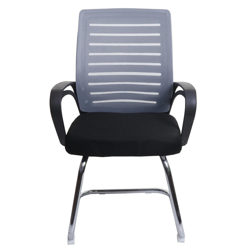 Lot de 2 chaises de conférence piétement luge, charge max. 150 kg tissu/textile - gris