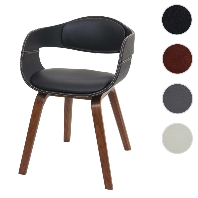 Chaise de salle à manger design rétro bois courbé similicuir - crème