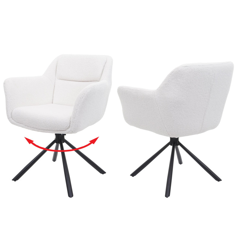 Lot de 2 chaises de salle à manger  chaise, pivotante Auto-Position, tissu/textile - blanc bouclé