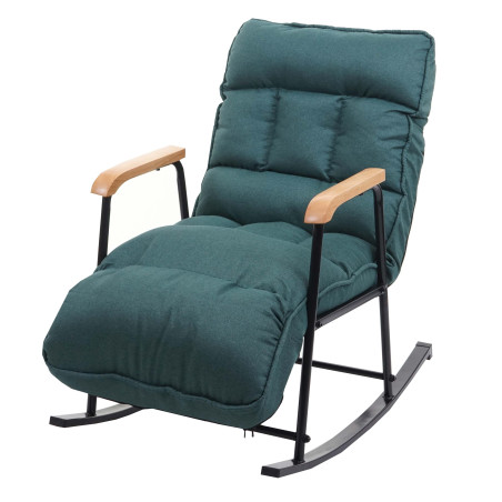 Fauteuil à bascule relax, fonction couchage métal - tissu/textile vert foncé