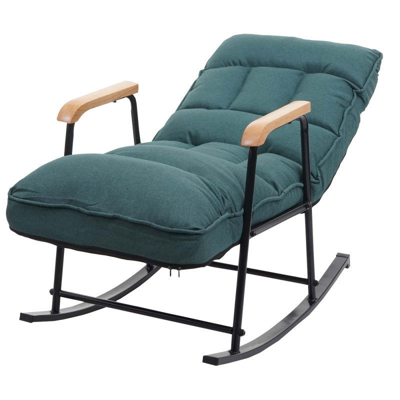 Fauteuil à bascule relax, fonction couchage métal - tissu/textile vert foncé