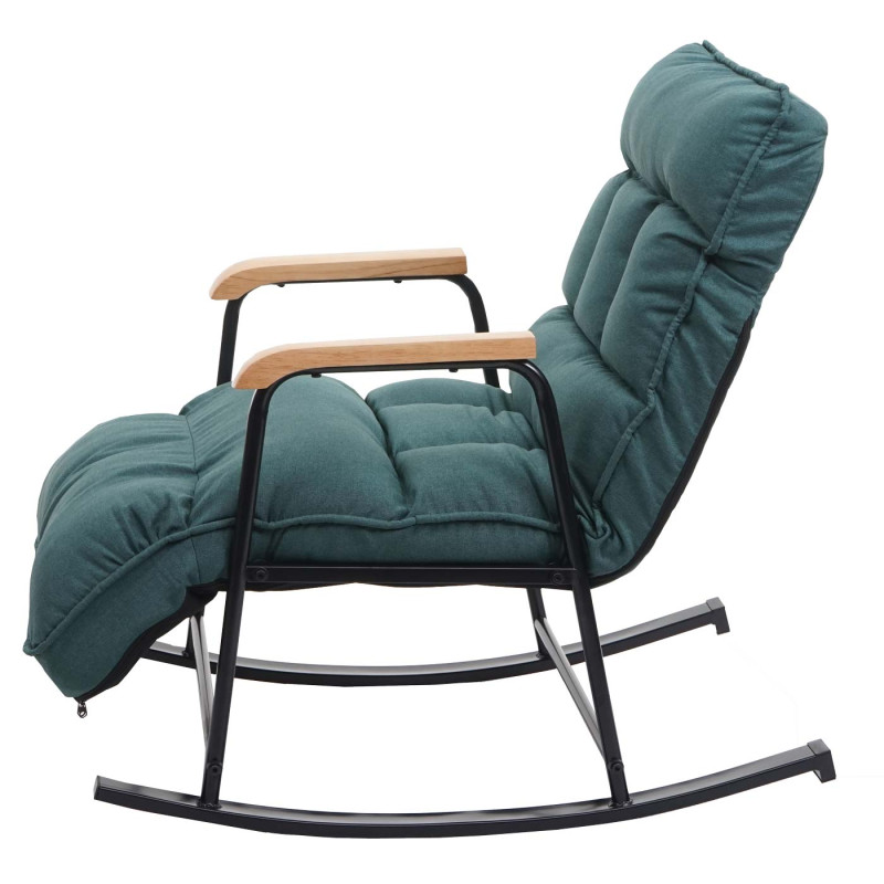 Fauteuil à bascule relax, fonction couchage métal - tissu/textile vert foncé