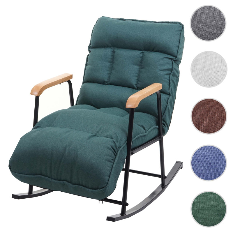 Fauteuil à bascule relax, fonction couchage métal - tissu/textile vert foncé