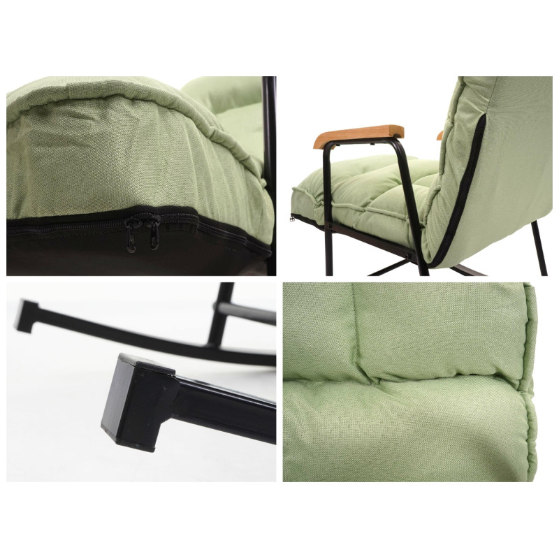 Fauteuil à bascule Fauteuil relax, fonction couchage métal - tissu/textile vert menthe