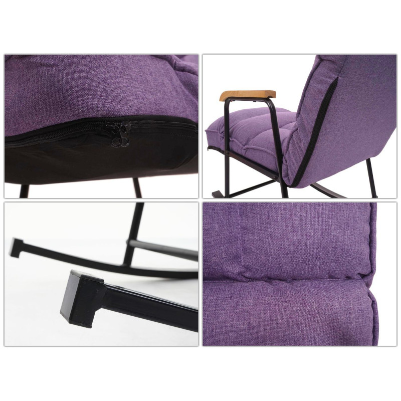 Fauteuil à bascule Fauteuil relax, fonction couchage métal - tissu/textile lilas mauve