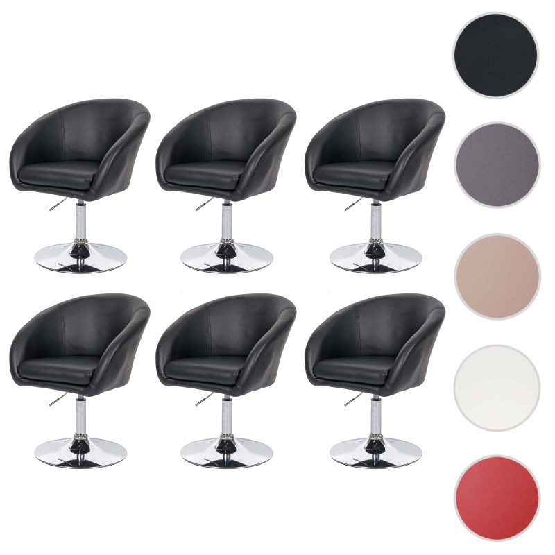 Lot de 6 chaises de salle à manger pivotante Loungesessel, pivotante réglable en hauteur - tissu/textile gris foncé