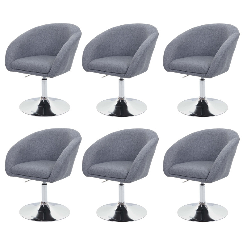 Lot de 6 chaises de salle à manger pivotante Loungesessel, pivotante réglable en hauteur - tissu/textile gris foncé