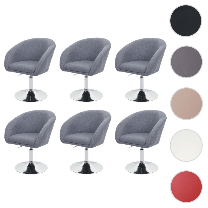 Lot de 6 chaises de salle à manger pivotante Loungesessel, pivotante réglable en hauteur - tissu/textile gris foncé