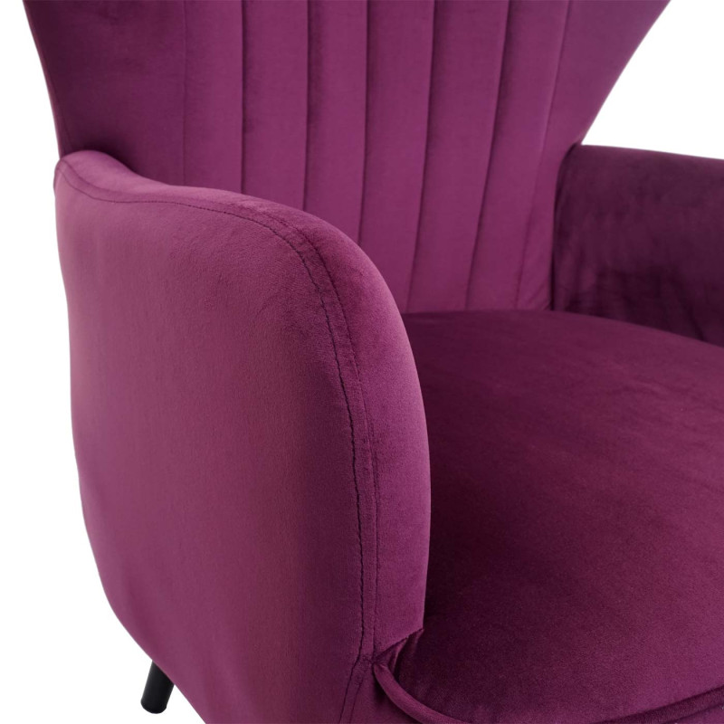 Fauteuil Lounge Fauteuil Cocktail Fauteuil rembourré, velours - bordeaux