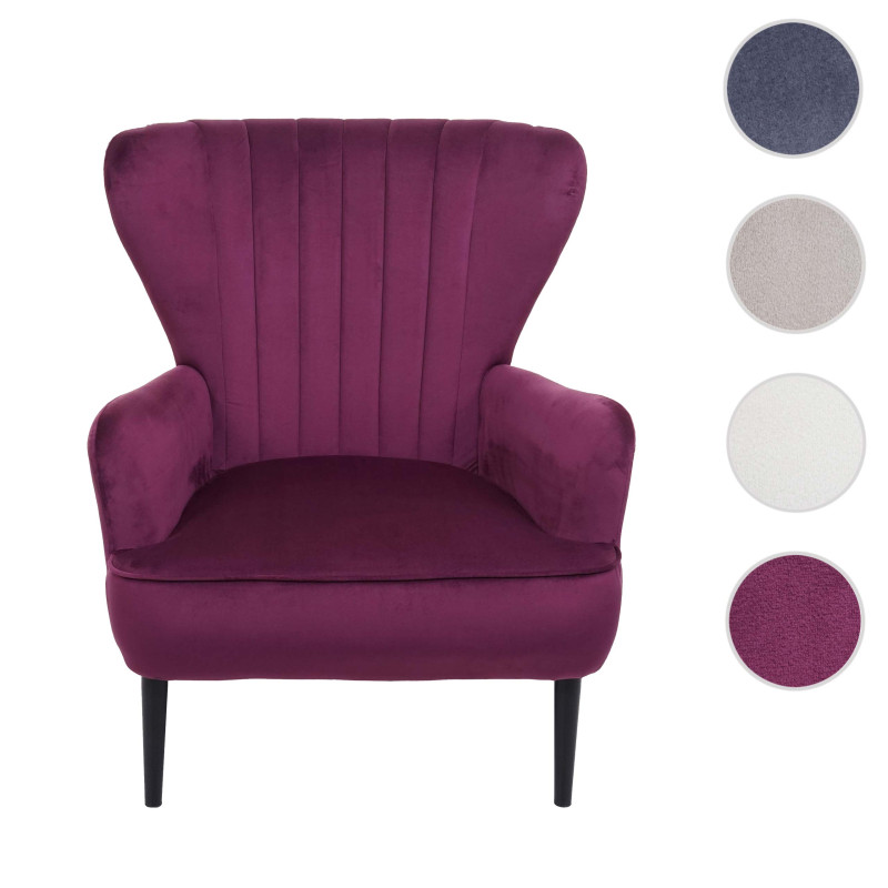 Fauteuil Lounge Fauteuil Cocktail Fauteuil rembourré, velours - bordeaux