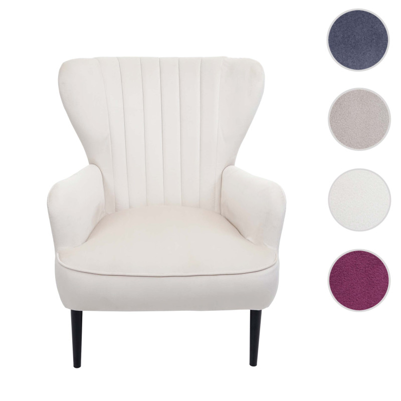 Fauteuil Lounge Fauteuil Cocktail Fauteuil rembourré, velours - crème - beige