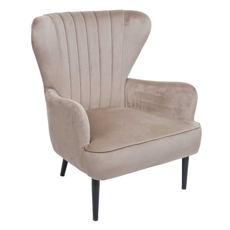 Fauteuil Lounge Fauteuil Cocktail Fauteuil rembourré, velours - taupe