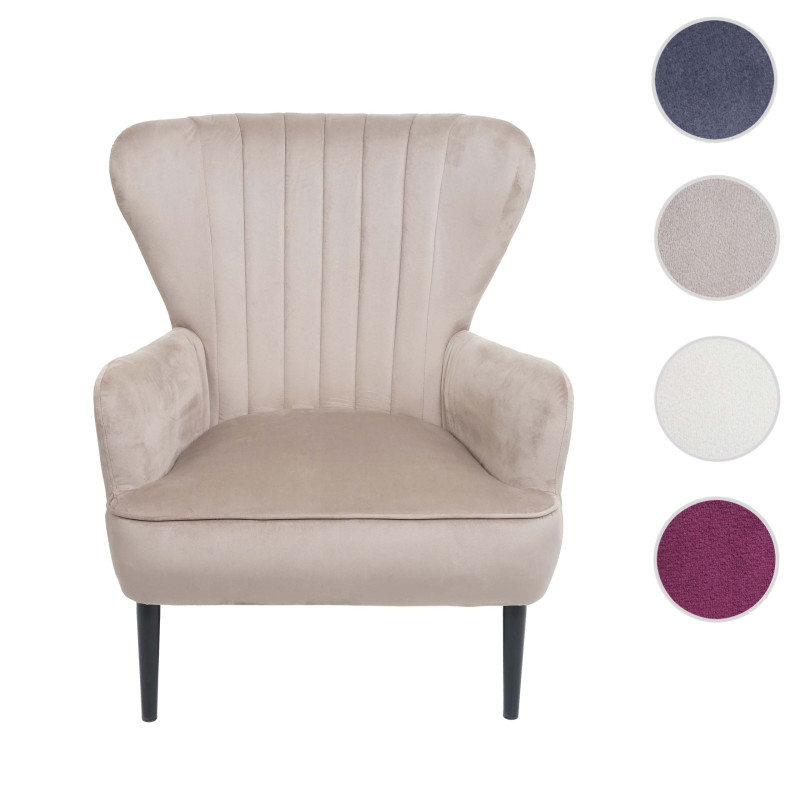 Fauteuil Lounge Fauteuil Cocktail Fauteuil rembourré, velours - taupe