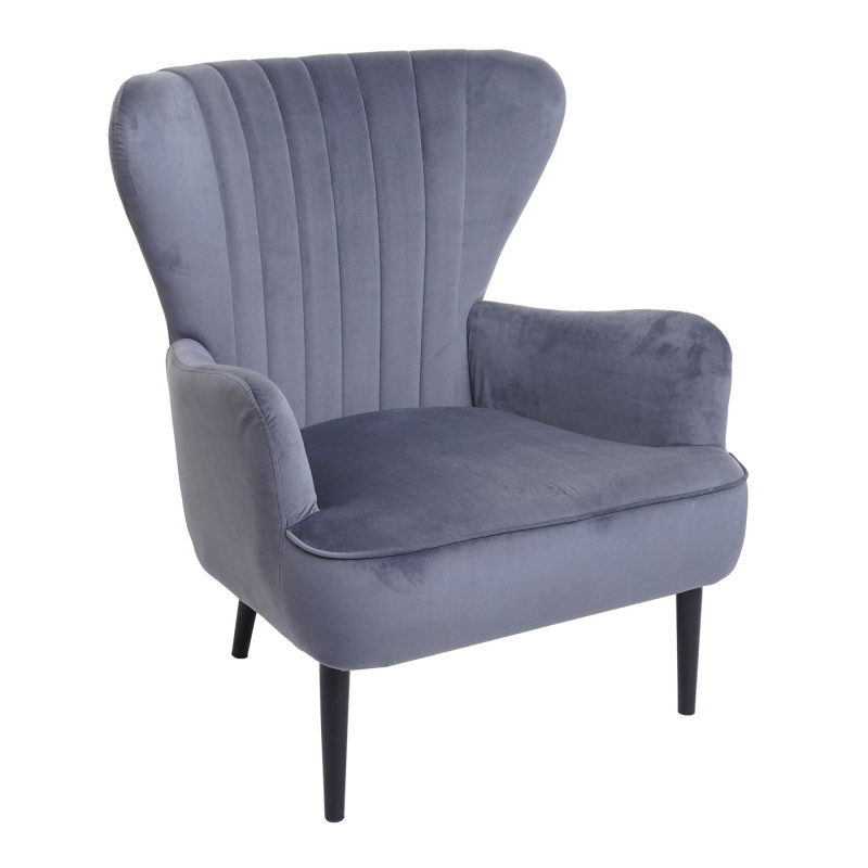 Fauteuil Lounge Fauteuil Cocktail Fauteuil rembourré, velours - gris