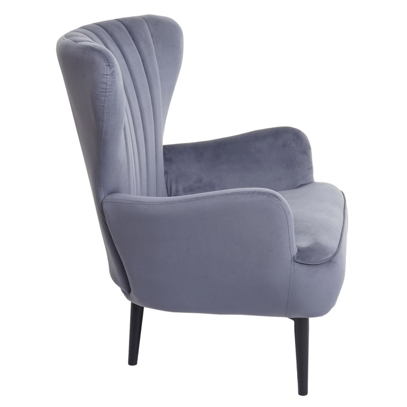 Fauteuil Lounge Fauteuil Cocktail Fauteuil rembourré, velours - gris