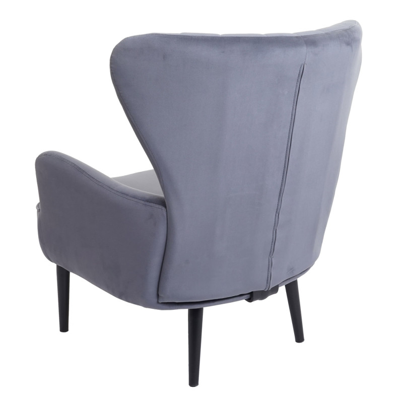 Fauteuil Lounge Fauteuil Cocktail Fauteuil rembourré, velours - gris