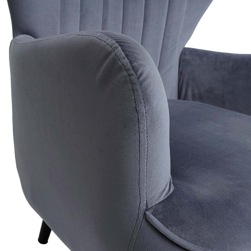 Fauteuil Lounge Fauteuil Cocktail Fauteuil rembourré, velours - gris