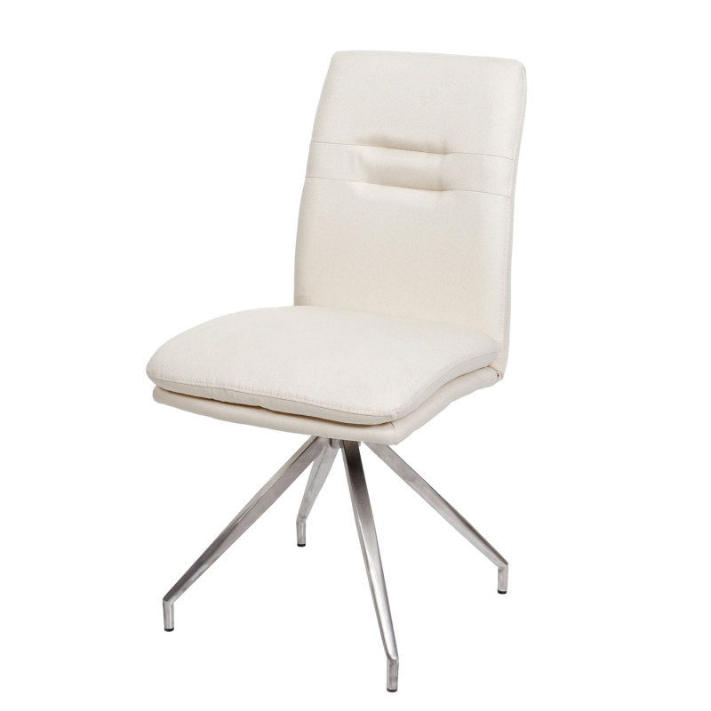 Lot de 6 chaises de salle à manger  fauteuil chaise, tissu/textile inox brossé - crème-beige