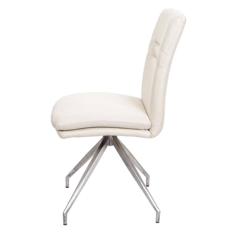 Lot de 6 chaises de salle à manger  fauteuil chaise, tissu/textile inox brossé - crème-beige