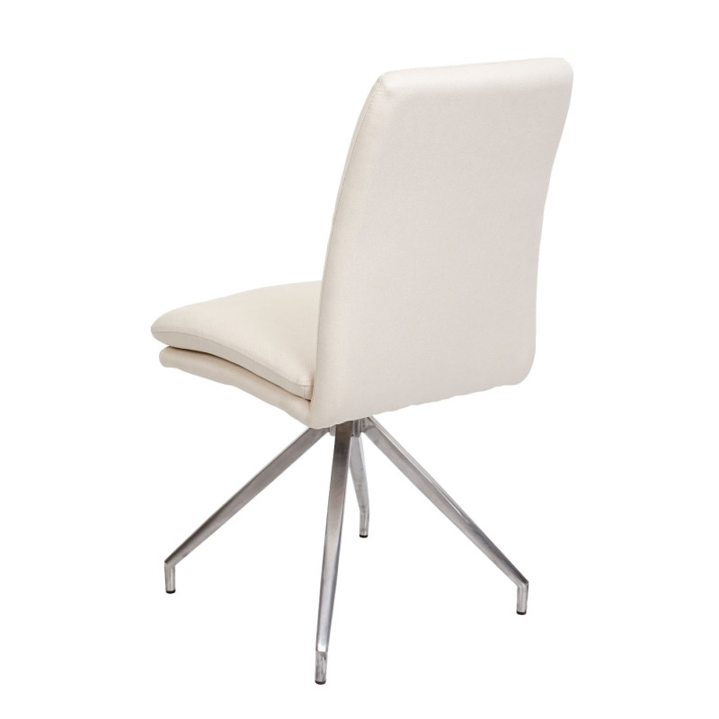 Lot de 6 chaises de salle à manger  fauteuil chaise, tissu/textile inox brossé - crème-beige