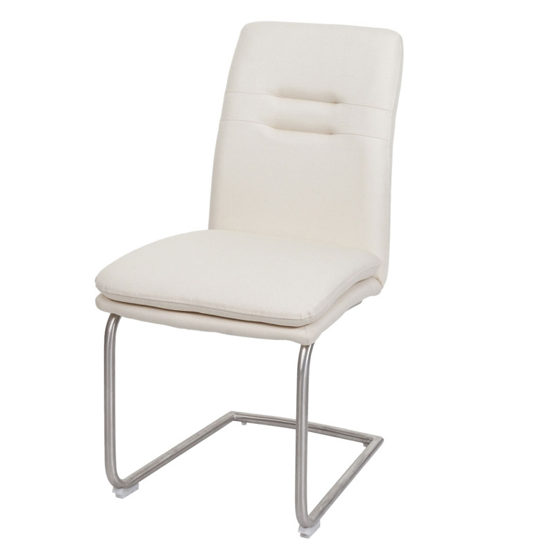 Lot de 2 chaises de salle à manger tissu/textile inox brossé - crème-beige