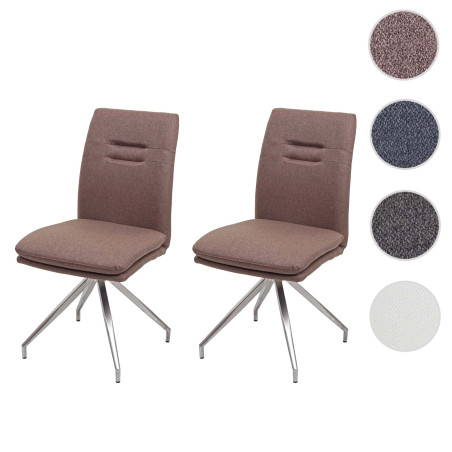 Lot de 2 chaises de salle à manger  tissu/textile inox brossé - crème-beige