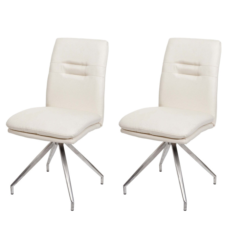 Lot de 2 chaises de salle à manger  tissu/textile inox brossé - crème-beige