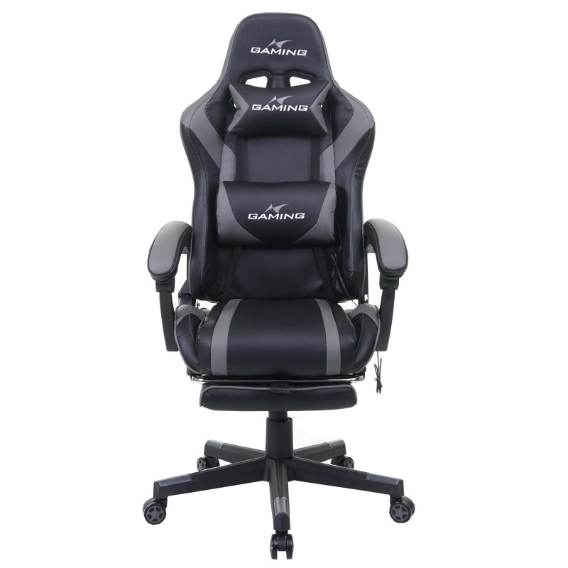 Chaise de bureau chaise de bureau Gaming, repose-pieds USB-Massage, similicuir - noir-gris