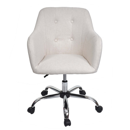 Chaise de bureau chaise pivotante tissu/textile avec accoudoirs - crème