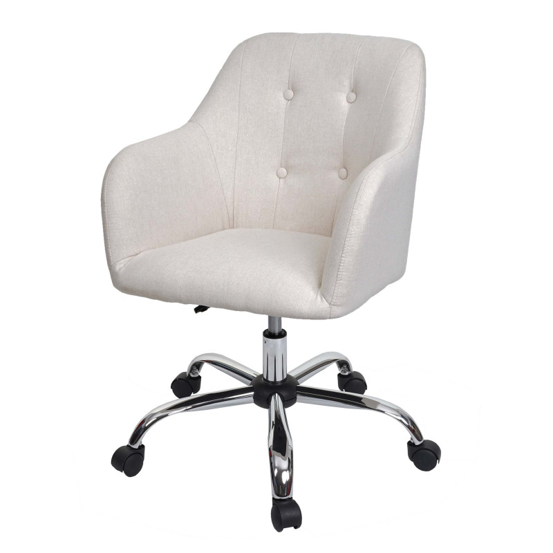 Chaise de bureau chaise pivotante tissu/textile avec accoudoirs - crème