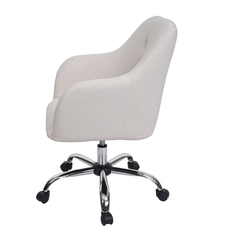 Chaise de bureau chaise pivotante tissu/textile avec accoudoirs - crème