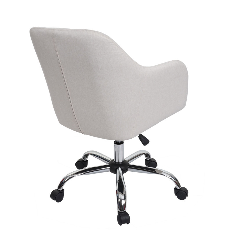 Chaise de bureau chaise pivotante tissu/textile avec accoudoirs - crème