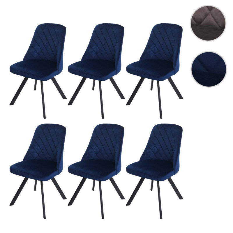 Lot de 6 chaises de salle à manger , métal velours - bleu